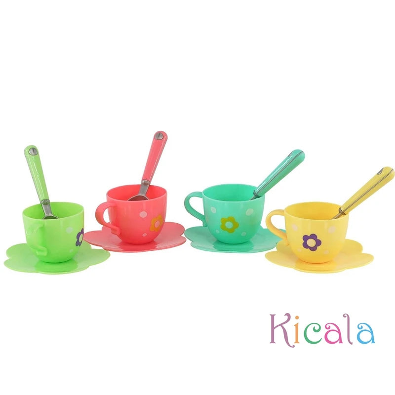 Kids Simulation Tea Set Kitchen Toys Tinplate Afternoon Tea Toys Teapot Teacup Food Pretend Play Toys For Boy girl Birthday Gift