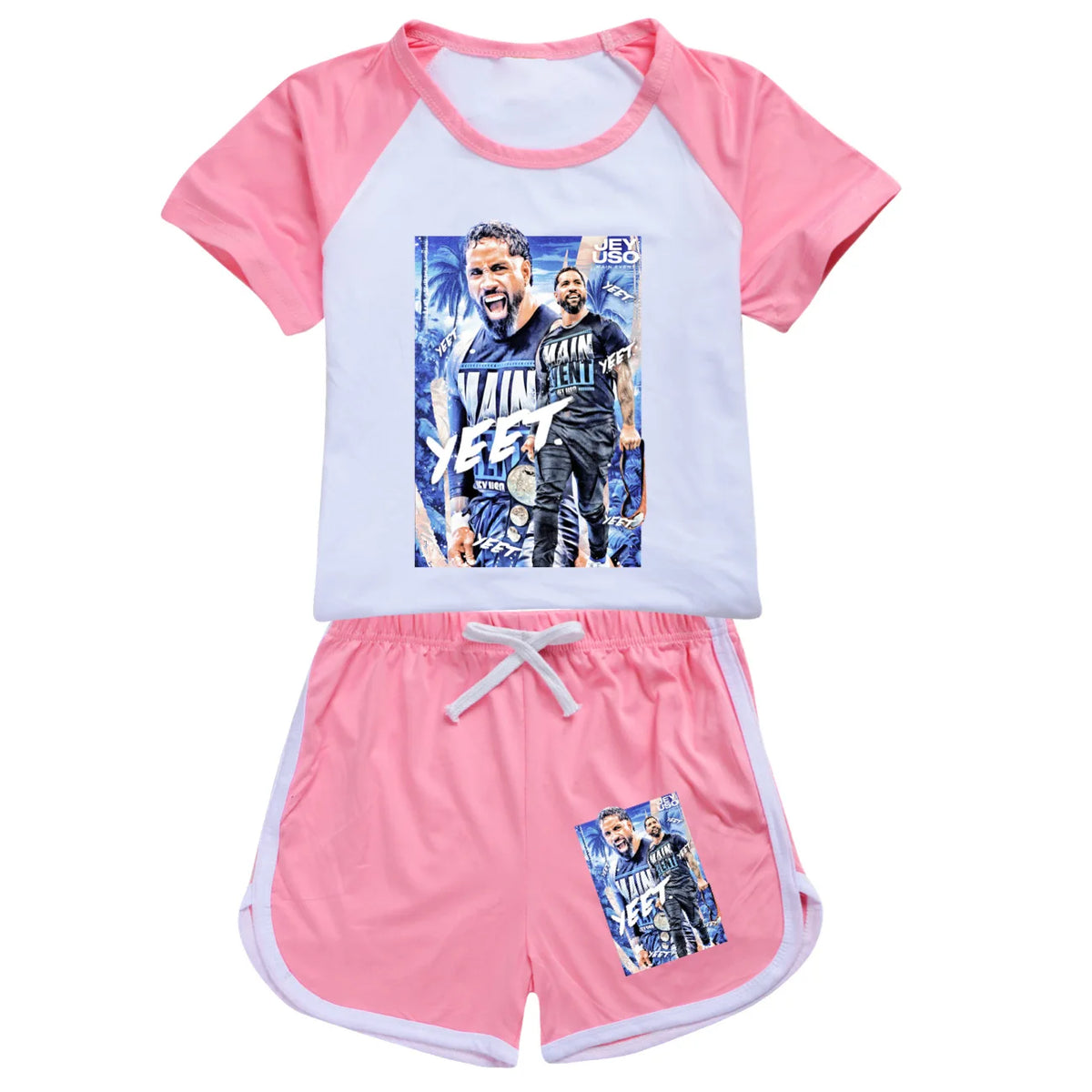 Funny Wrestler Jey Uso Graphic T Shirt Kids Cartoon Printed T-shirt Shorts 2pcs Set Toddler Girls Sportsuits Boys Streetwear3952