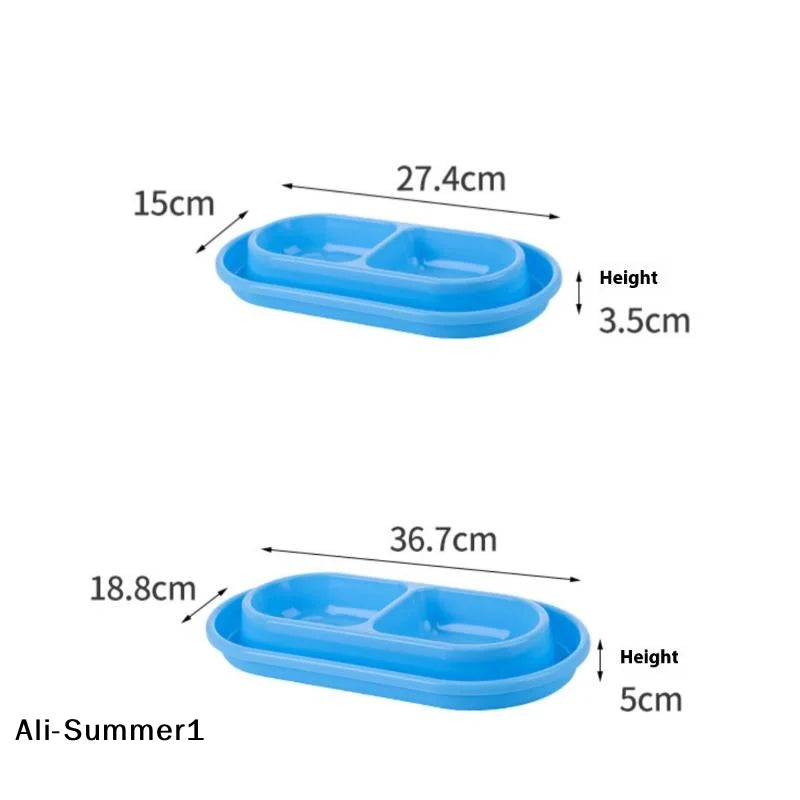 【E】Pet Feeding Double Bowls Plastic Anti Ants Food Water Feeder Dogs Cats Puppy Automatic Dog Feeder Dispenser Pet Supplies
