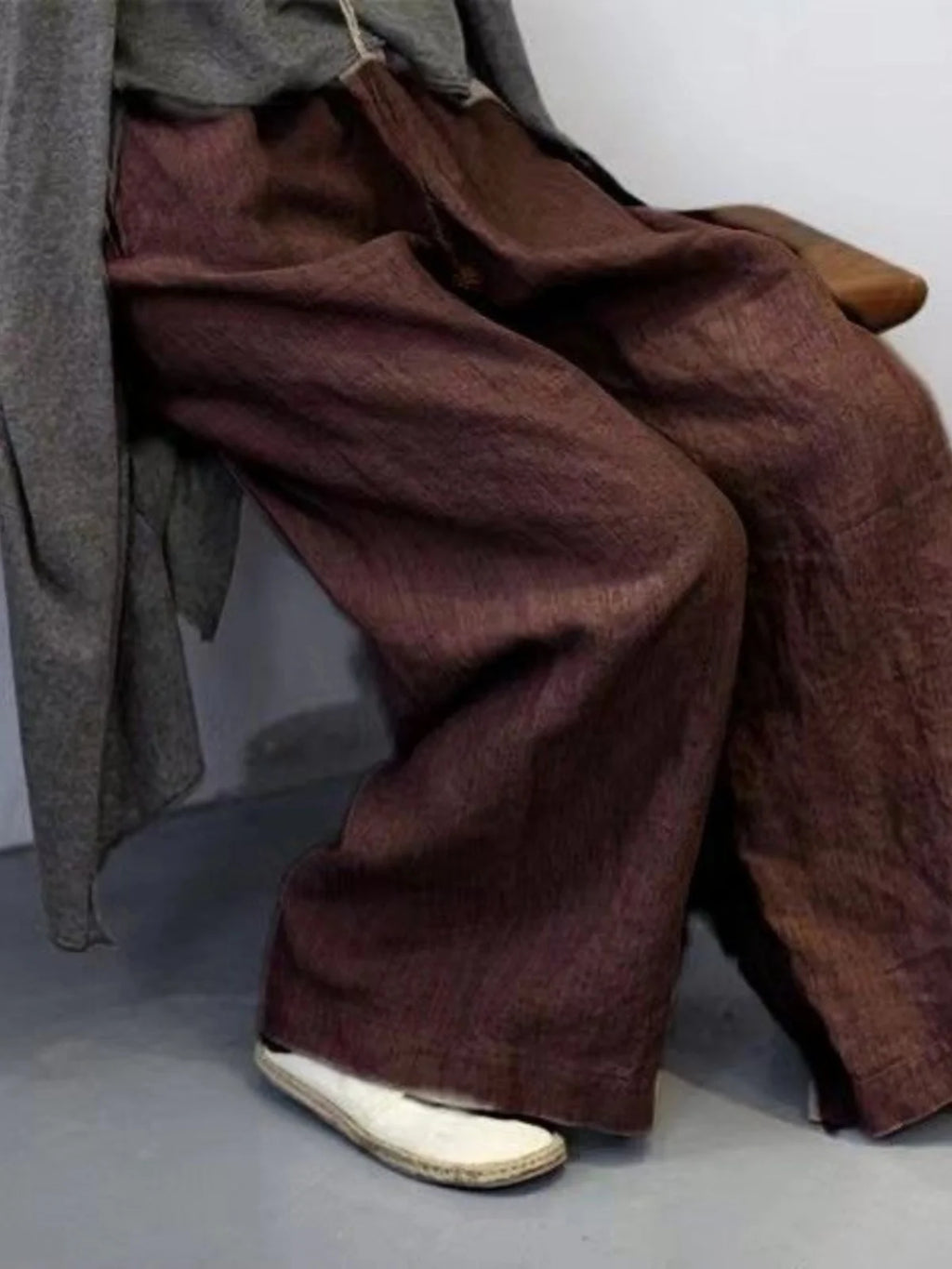 New Season Cotton Linen Dyed Pants Women's Artistic Casual Loose Yoga Wide Leg Pants High Waist Straight Cut Commute Sle