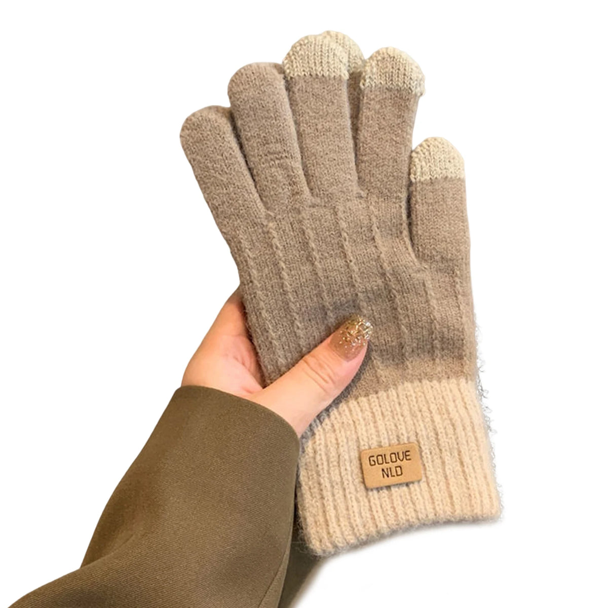 Women's Cable Knit Gloves Warm Fleece Lined Knit Gloves with Touchscreen for Women Girls Winter Gift