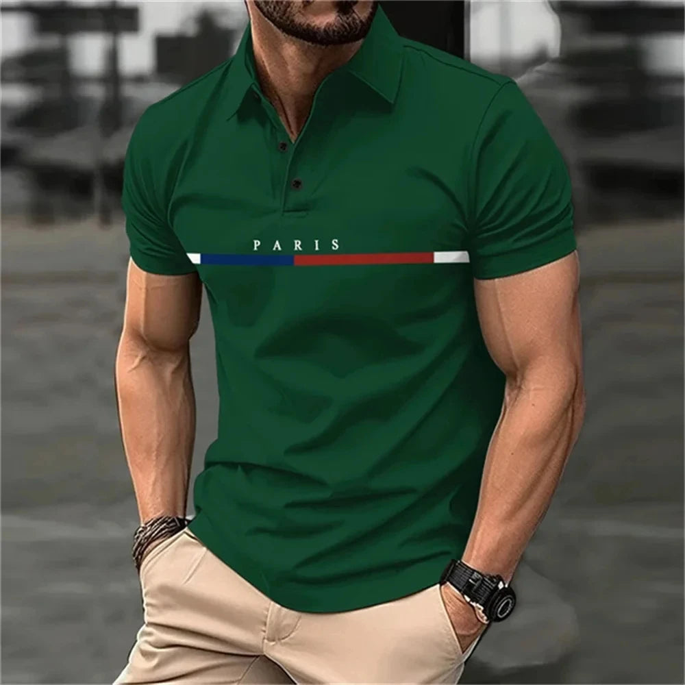 Letter Men's Summer Polo Shirt Breathable Golf Polo T-Shirt Sport Hiking Shirts Casual Work Short Sleeved Male Business Clothes