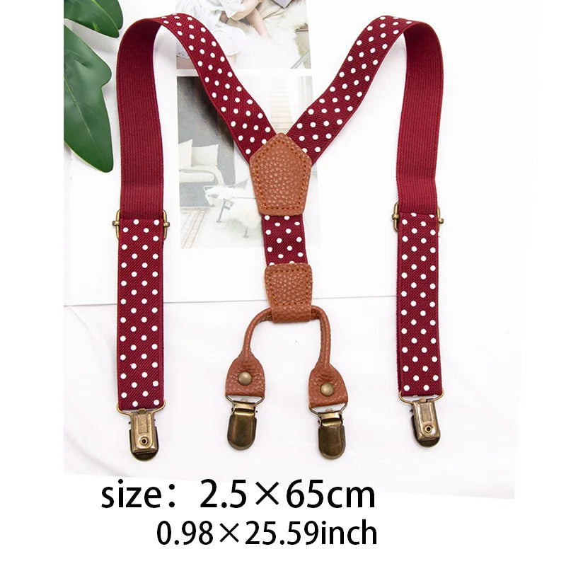 Kids Suspenders leather Clip-on Straps Adjustable Elastic Y-Back Brace Children Boy Girl Braces Baby Wedding Tie Accessories