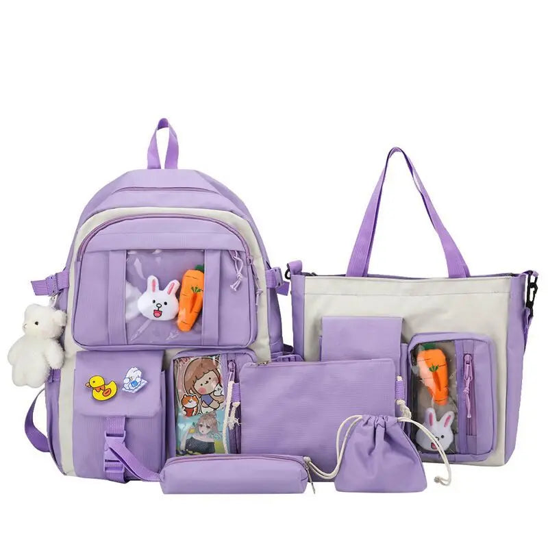 4 Pcs Sets Children's School Backpack Kawaii Women's Backpack Bookbag School Bags for Teens Girls mochilas para niñas 가방 рюкзак