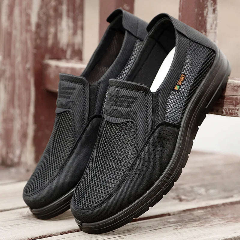 Mesh Slip On Men Casual Loafers Breathable Non Slip Soft Rubber Sole Summer Daily Driving Walking Shoes