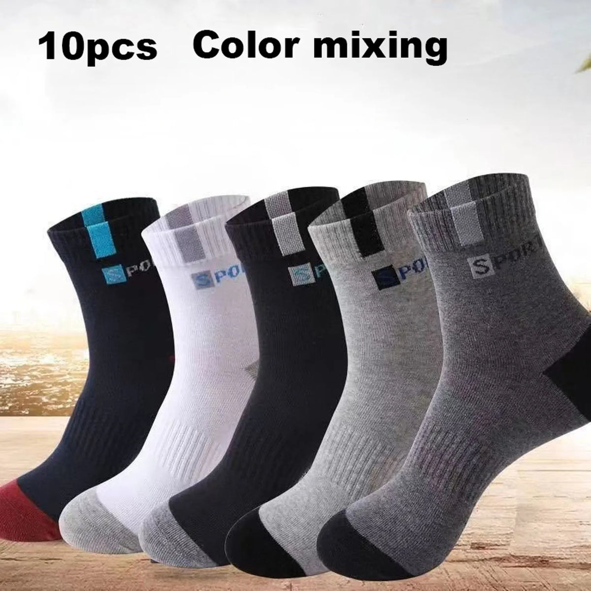 Socks for Men Sport Breathable Soft Letter Fashion Sneakers High Elastic Middle Tube Stocking Towel Sox Summer Running