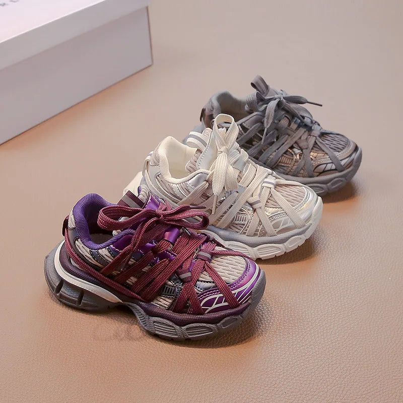 Children's Sneakers Chunky New Girls Basketball Shoes Fashion Versatile Kids Causal Boys Sports Shoes for School Breathable