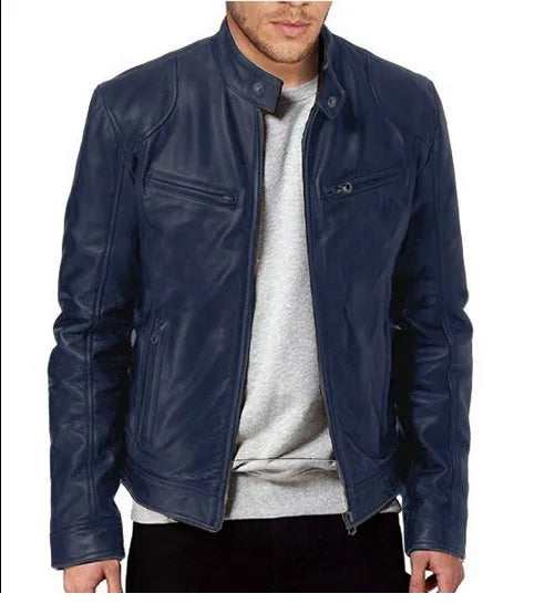 Men Coats Pu Jackets Thick Warm Coat Stand Collar Full Sleeve Zipper Jacket Open Stitch Casual Regular Autumn Winter 2024