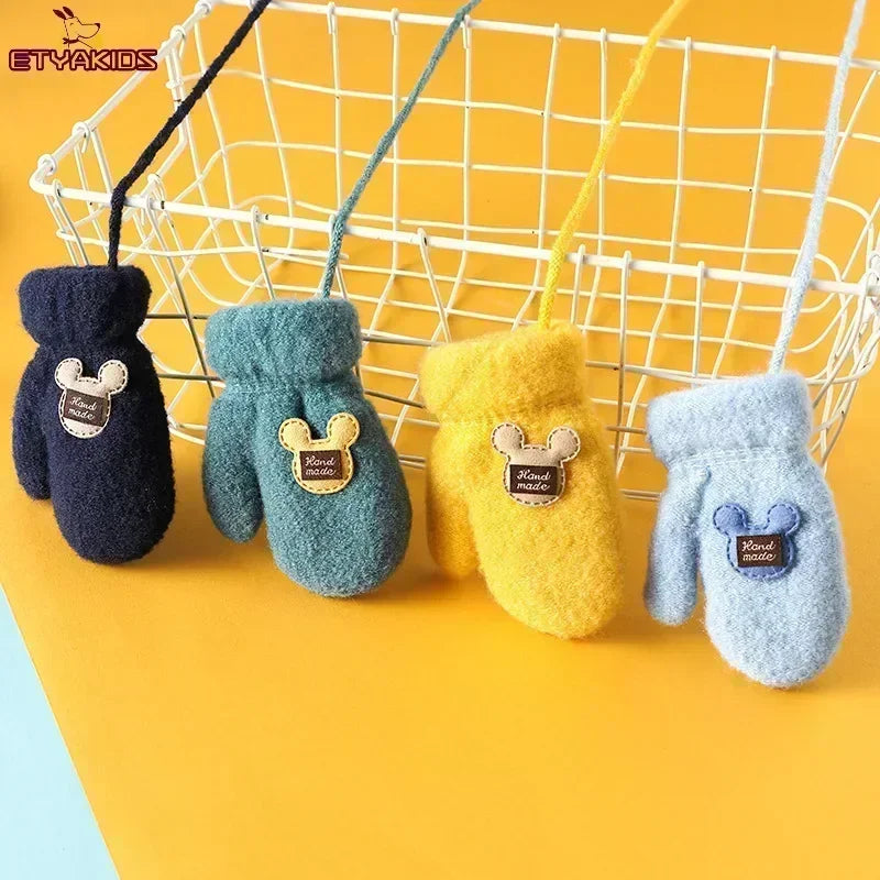 New 1-6 Years Old Baby Mittens Newborn Children Kids Winter Gloves Mohair Plush Thick Boys Girls Gloves Kids Accessories