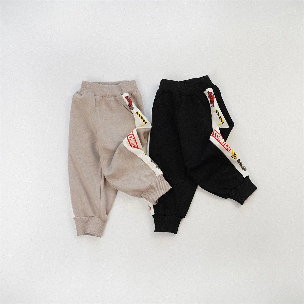 90-150 Kids Jogger Pants 2026 Autumn Car Patchwork, Comfy Breathable Versatile Sports Long Pants for Teenage Boys & Girls