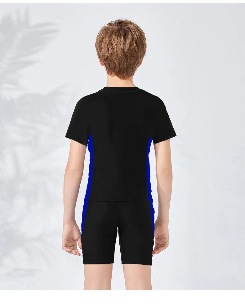 Children's Summer New Swimsuit Boys Middle And Big Kids Split Training Swimsuit Boys Swim Trunks New Quick-Drying Set Of Two