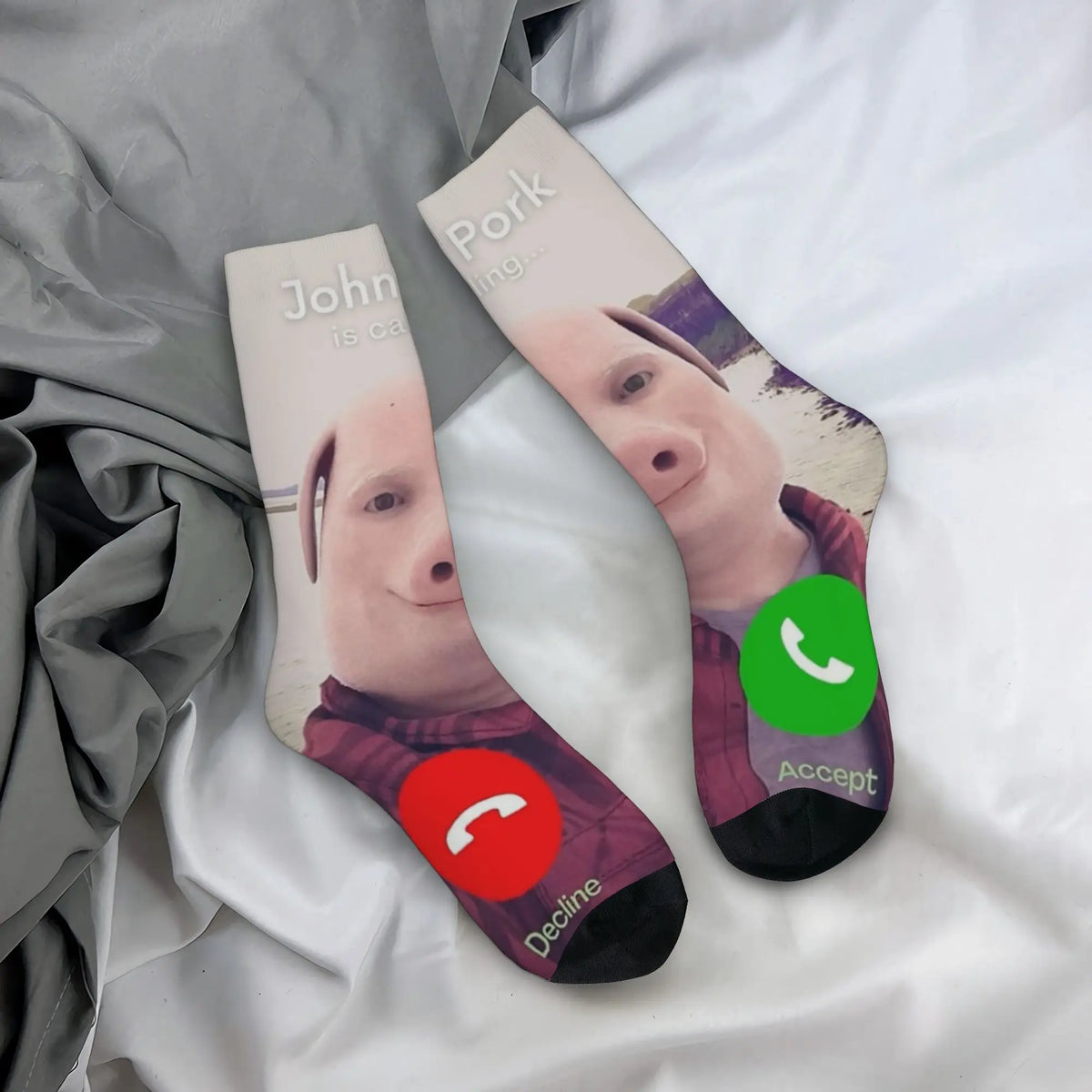 Funny Sock John Pork john pork is calling 8 Hip Hop Quality Pattern Printed Men Crew Socks Novelty Men's Socks