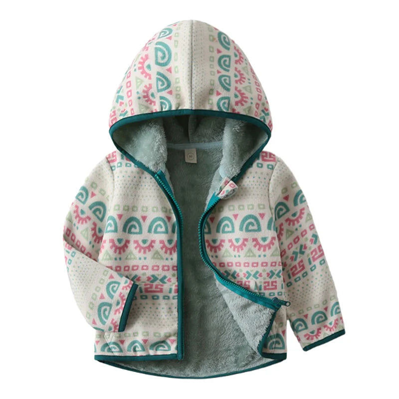Boys Girls Autumn Winter Hooded Jacket Toddler Long Sleeve Zipper Outwear with Print Costume Baby Clothing New Arrivals