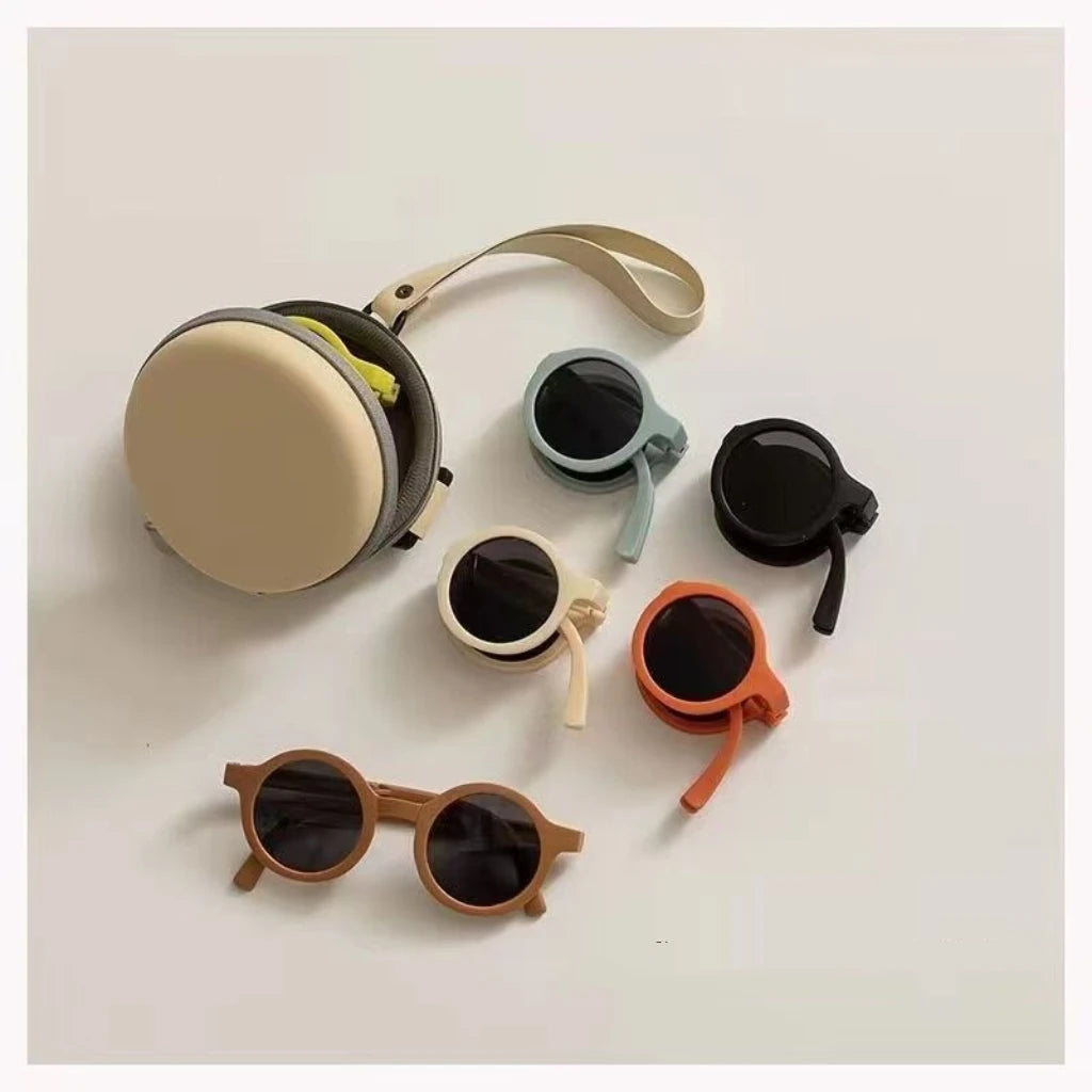 Foldable Kids Sunglasses Girls Boy Children Sun Glasses Round Street Beat Eyeglasses Cute Baby Eyewears UV400 Oculos De Sol