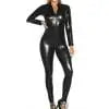 Women's Leather Latex Catsuit  Zipper Front Wet Look Outfit Jumpsuit Cosplay Costume Party Skinny Stretch PVC Outfits