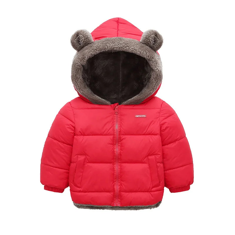 Kids Thick Warm Coats Winter Children's Fleece Hooded Jackets Cashmere Padded Snowsuit Boys Girls Cotton Outerwear 1-6 Years