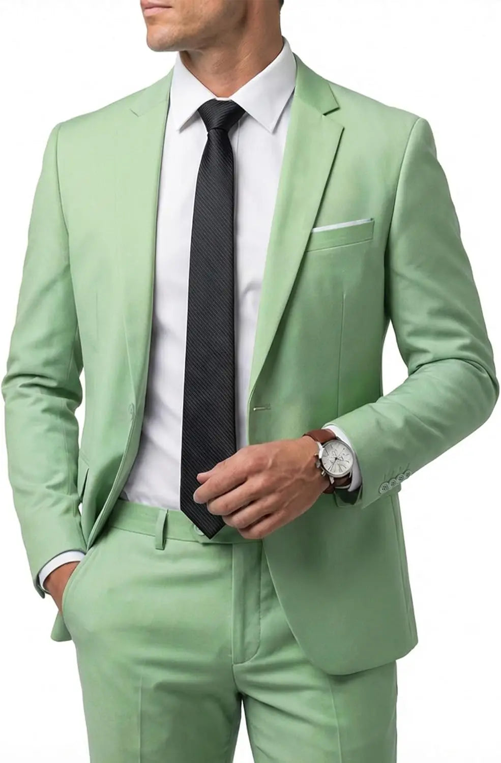 Men's 2 Piece Suit  One Button Slim Fit Solid Jacket  Pants Set Suits for Men Party Wedding Prom  Business