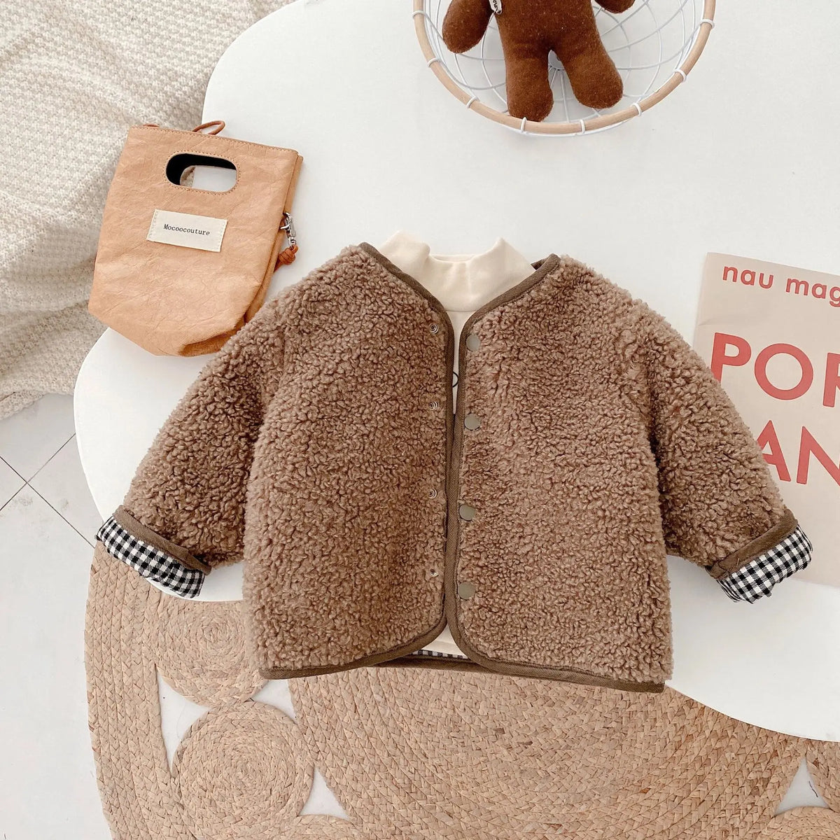 2026 1-6 Years Old Autumn/Winter Children's Jacket Double-Sided Wear Plaid Plush Jacket Kids Jacket