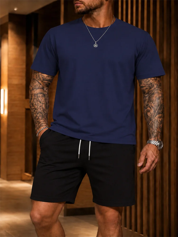2026 New Men's Sportswear Short Sleeved T-shirt and Sports Shorts Summer Casual Jogging Pants Set Men's Two-piece Set