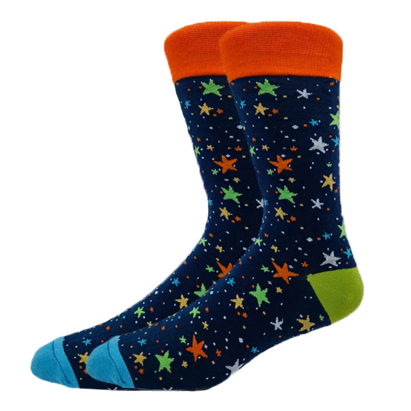 Men's Combed Cotton Fashion Hip Hop Man Woman Socks Harajuku Skateboard oil painting with print Happy Socks Funny Gift