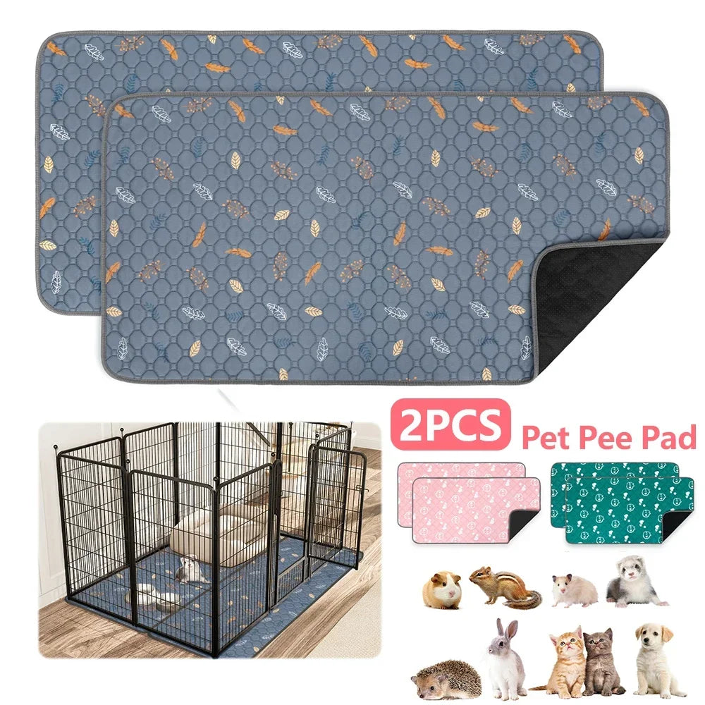 2Pcs Guinea Pig Pee Pad 47x24 Inch Puppy Kitten Blanket Bed Mat Absorbent Bedding Training Mat Reusable Small Pet Soft Sleep Mat