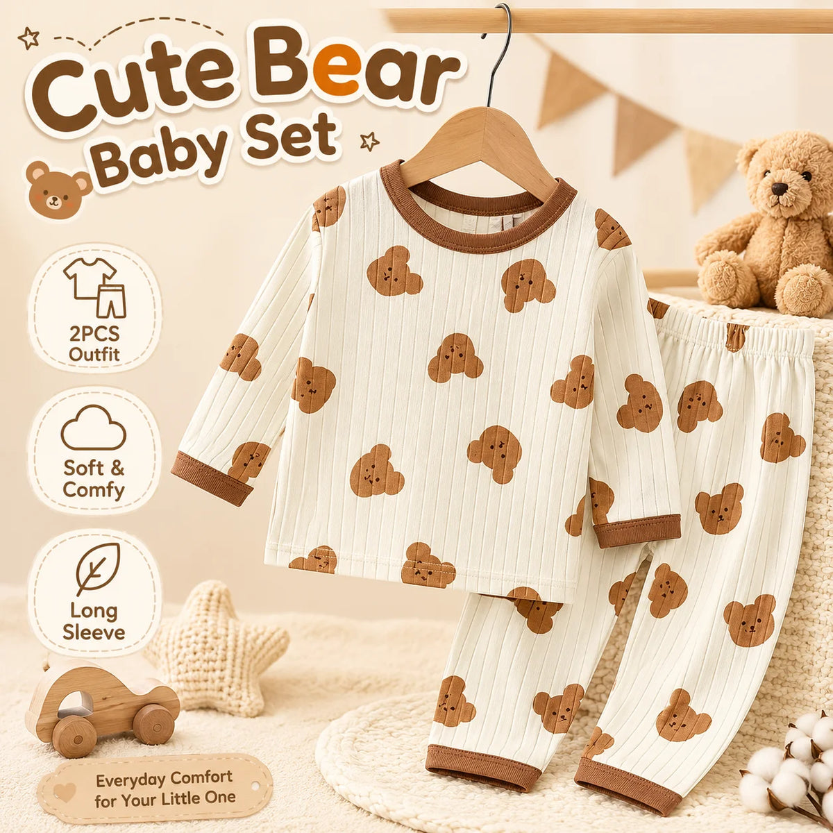 Child Pajam Baby Clothes Children Loungewear Long Sleeve Pajamas for Cute Deisgn Lightweight Comfortable Fabric Sleepwear Outfit