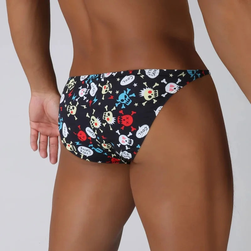 Men Swimwear Maillot De Bain Swim Briefs Bikini Sexy Man Swiming Trunks Swimsuit Surf Beachwear Cool Funny Skull Print