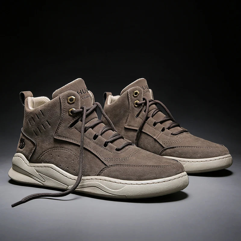 2026Men's Shoes Fashion Outdoor Casual Shoes Men's High Top Sneakers Lace Up Ankle Boots Mens Motorcycle Boots Botas Para Hombre