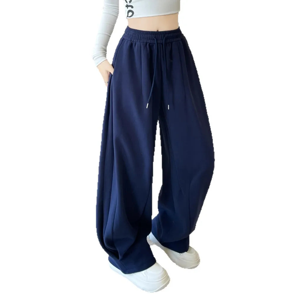 Women's Sports Sweatpants New Style for Autumn and Winter  High-waisted, Loose  Lazy Wide-leg Pants Slimming Casual Trousers