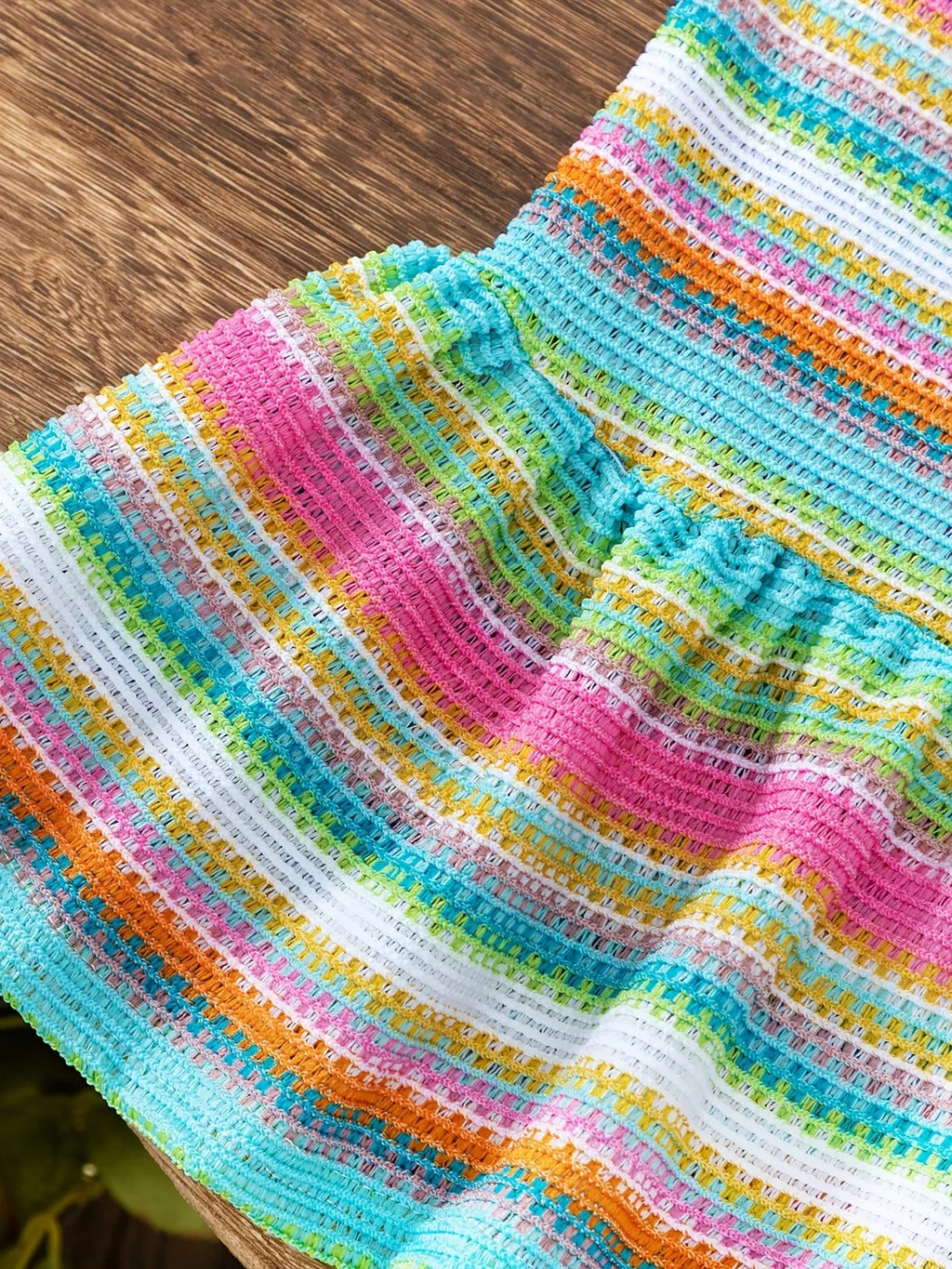 Kids Girls Colorful Striped Knit Mini Dress, 3D Flower Halter Sling Ruffle Hem Bodycon Summer Sundress