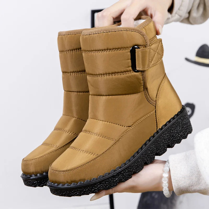 Women's Boots Low Heels Fur Boots For Winter Shoes Woman Waterproof Snow Boots Black Women Rubber Botas Mujer Winter Footwear