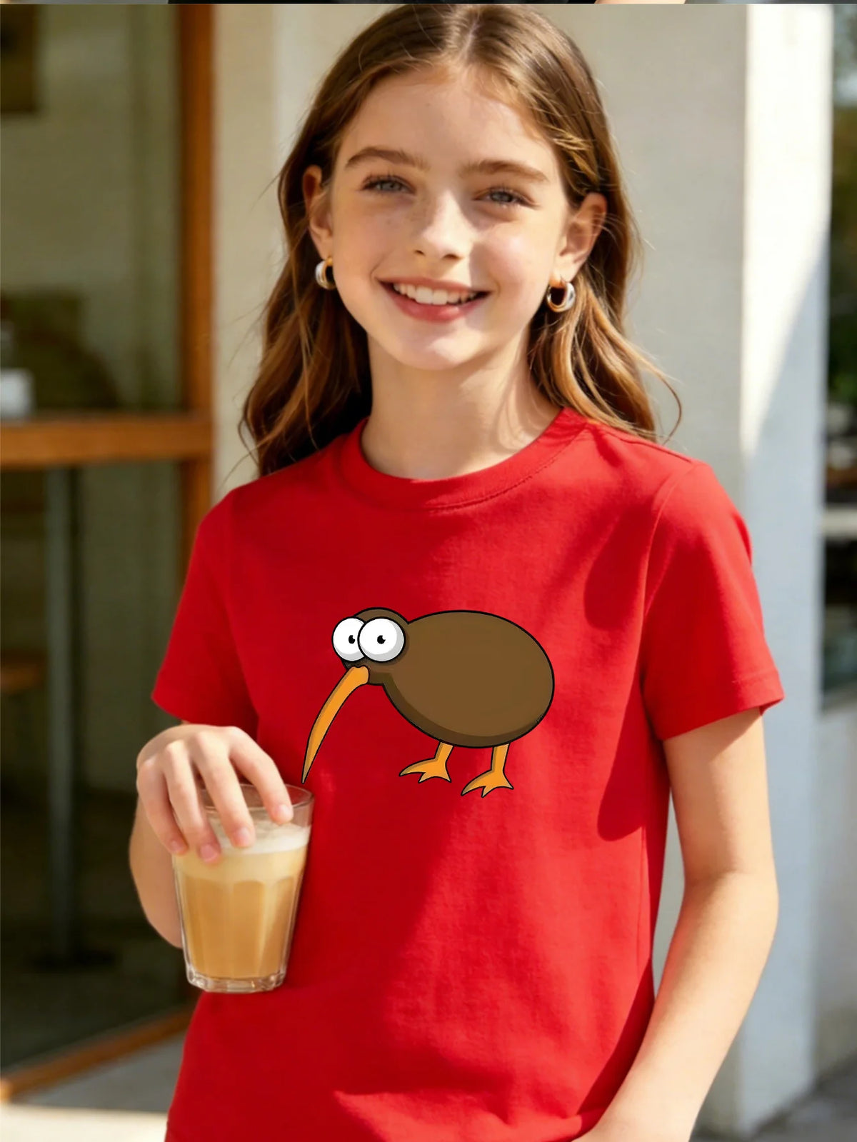 Cute Kiwi Kids T Shirt Funny Cartoon Flightless Bird Print Short Sleeve Tees Boys Girls Soft Cotton Casual Tops Daily Wear Gift
