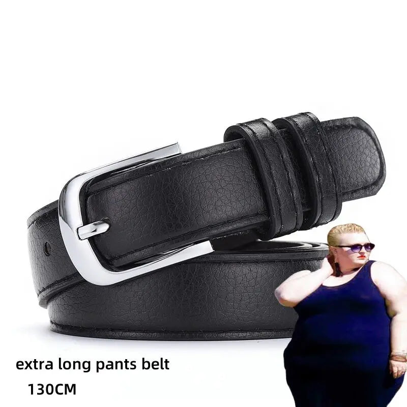 Large size belt for women, lengthened, chubby, mm, genuine leather, 200 pounds, women's style, cowhide, women's 130cm
