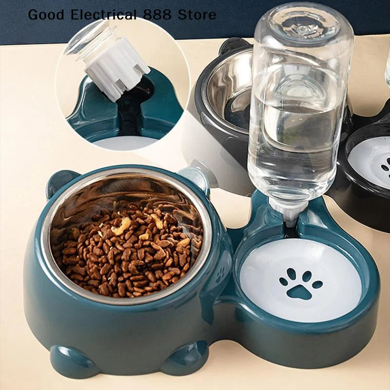 【G】2 In 1 Pet Feeding Bowl Set With Automatic Water Dispenser Non Slip Base For Small Dogs Cats Indoor Daily Feeding Use