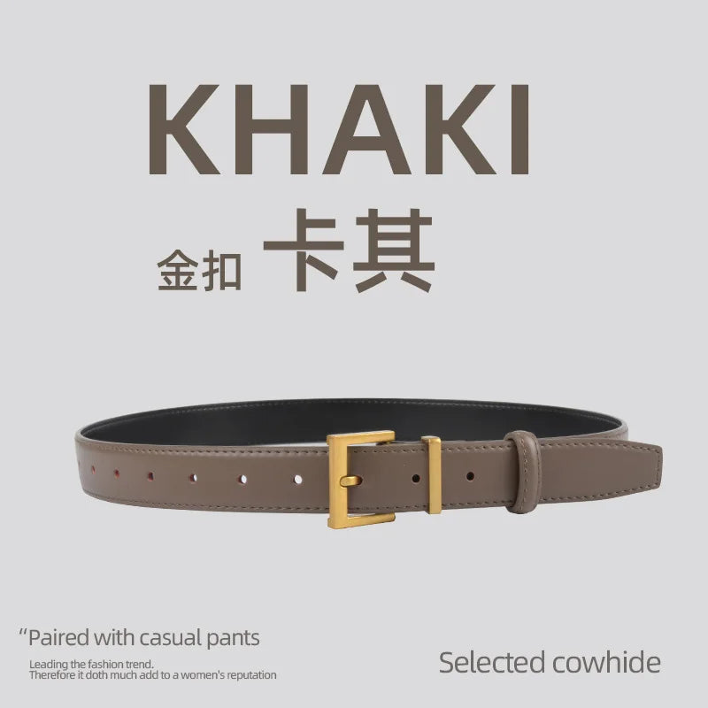 New Waist Belts for Women Plain Real Leather Jeans Belts Strap Blue Pink Khaki Cowhide Waistbands Ladies Daily Dress Decoration