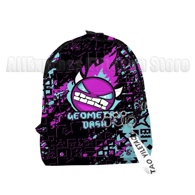 Kids Angry Geometry Dash 3D Print Backpacks for Girls Boys Cartoon Anime Bookbags Students School Bags Children Knapsacks Gifts