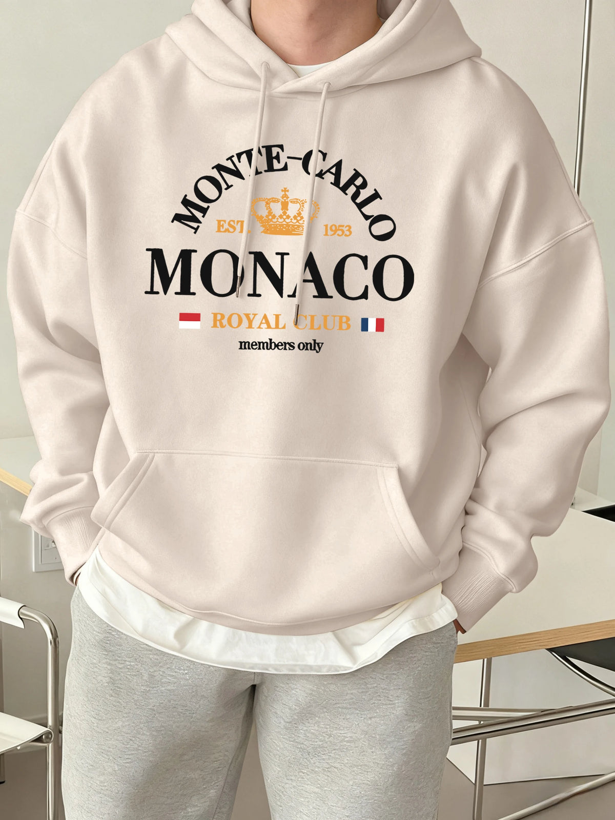Monte-Carlo Monaco Printing Men Fashion Hoody Basics Comfortable Sweatshirts Casual Fleece Tops Oversized Street Sportswears