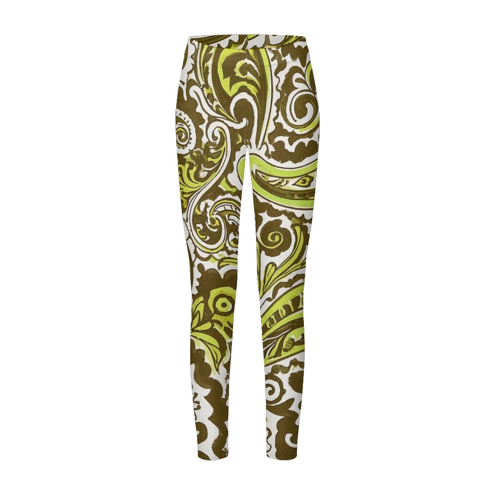 Women High-Waisted Vintage Paisley Print Sports Leggings Full Length Athletic Pants for Yoga Fitness and Casual Boho Chic Wear