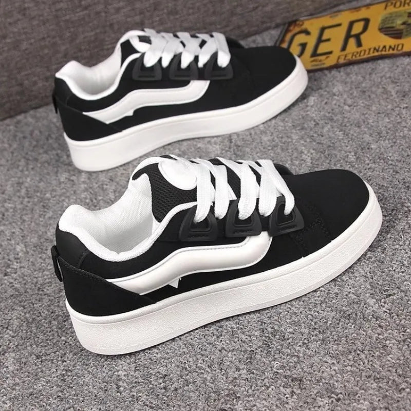 2025 New Black Women Vulcanize Shoes Casual Platform Sneakers Vintage Sports Female Korean Designer Flats Harajuku School Tennis