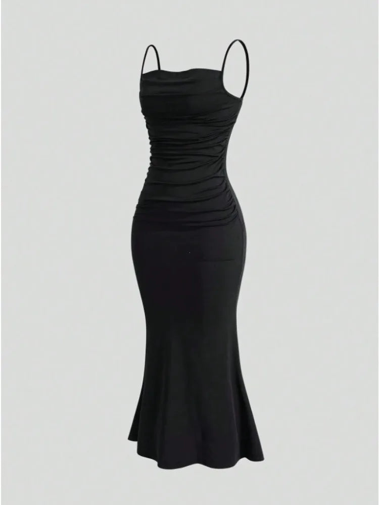 All Seasons Women's Dresses Elegant Party Fitting Slim Spaghetti Strap Mermaid Hem Maxi Fashion Party Dresses