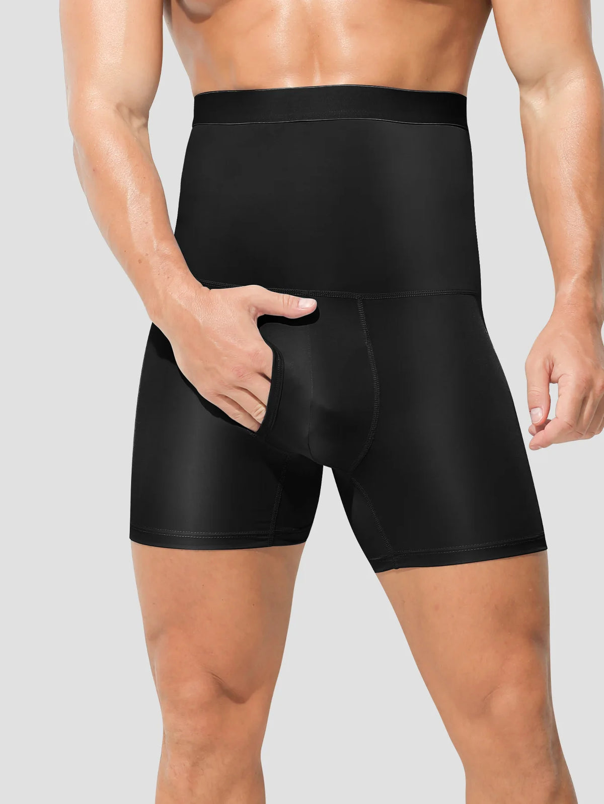 Men's sports underwear: high-waisted, belt-curving, plus-size, lengthened, anti-leg chafing, waist-protecting, flat-cut shorts