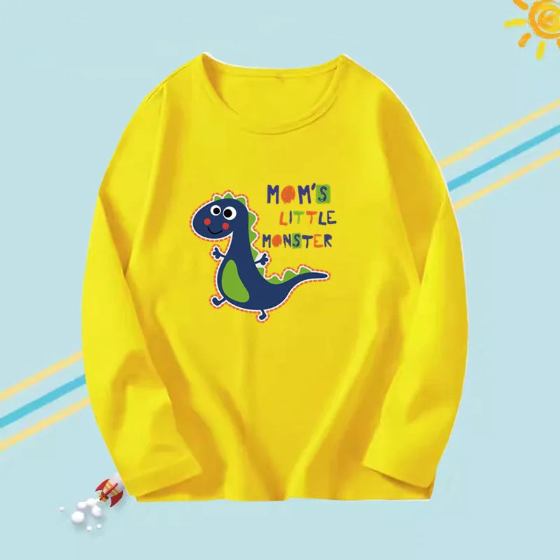 Kids Long Sleeve T-shirts Casual Boy Spring Autumn Base Tee Tops Big Boy Music Fashion T-shirts