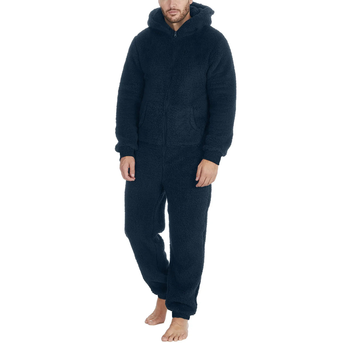 Winter Warm Men Plush Pajamas Big Size Coral Fleece Jumpsuit Hoodies Bodysuit Fleece Pajamas Daily Hooded Flannel Homewear