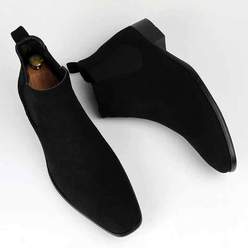 Men's Short Boots Winter Men's High-top Chelsea Boot New Small Square Head Fashion Men's Shoes Versatile Ankle Boots