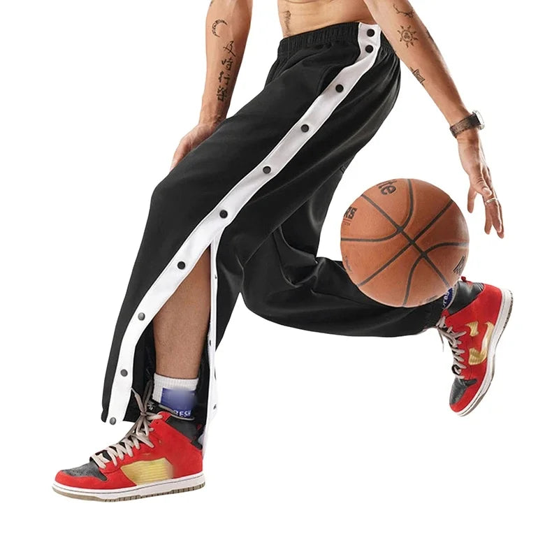 Men Sweatpants Jogging Sportswear  Men's Fitness Pants Casual Loose Mesh Trousers Quick-dry Breathable Pants Side button design