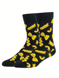 1 Pair of Men's Socks, Creative, Fashionable and Quirky Men's Socks, Comfortable and Breathable Mid-Calf Socks