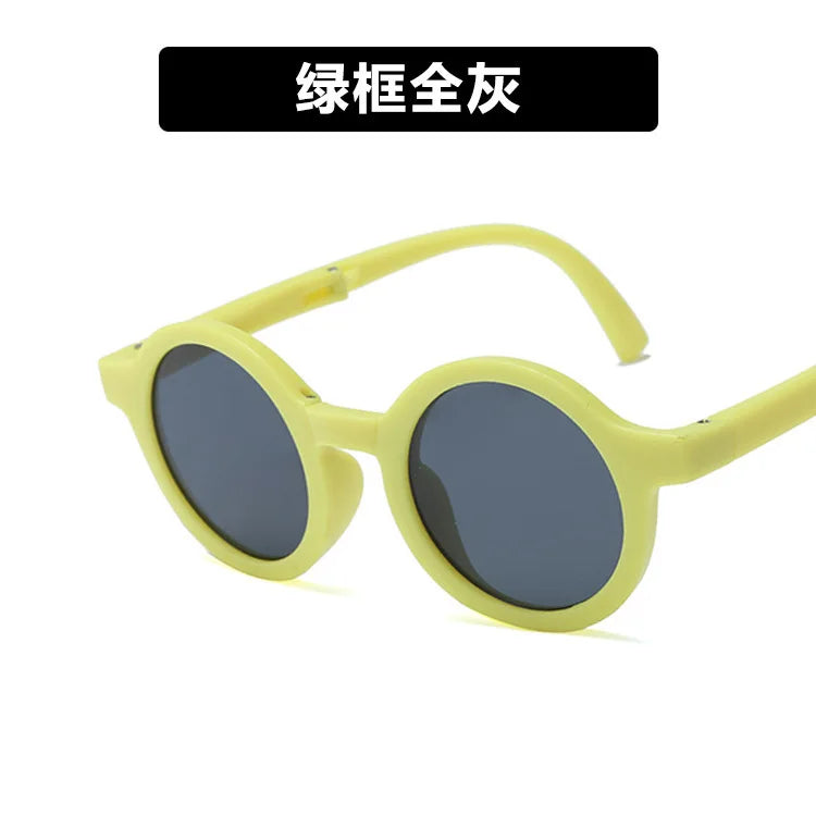 Foldable Kids Sunglasses Girls Boy Children Sun Glasses Round Street Beat Eyeglasses Cute Baby Eyewears UV400 Oculos De Sol