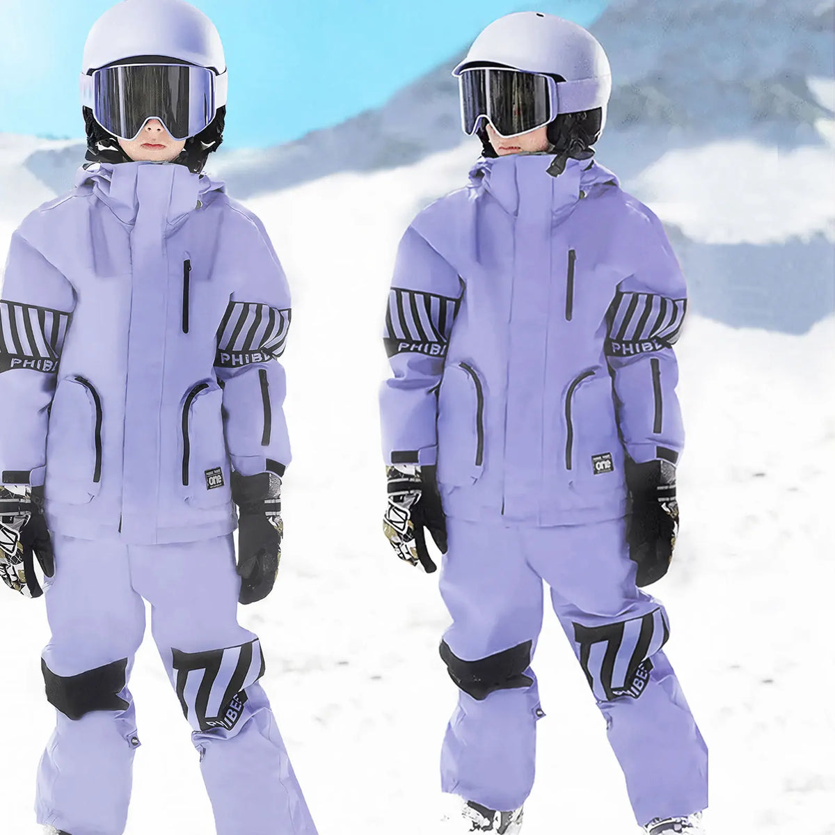 Girls Boys Snowboarding Wear,Children's Snowsuits,2-Piece Skiing Jacket Pants,Winter Waterproof Windproof Fleece Kids Ski Coat