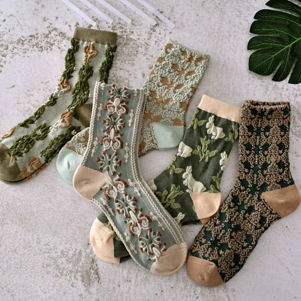 Classical Women's Socks Flowers Dress Socks Girl's Famale Cute Socks Spring And Autumn Socks Socks for Women Fashion Cute Socks