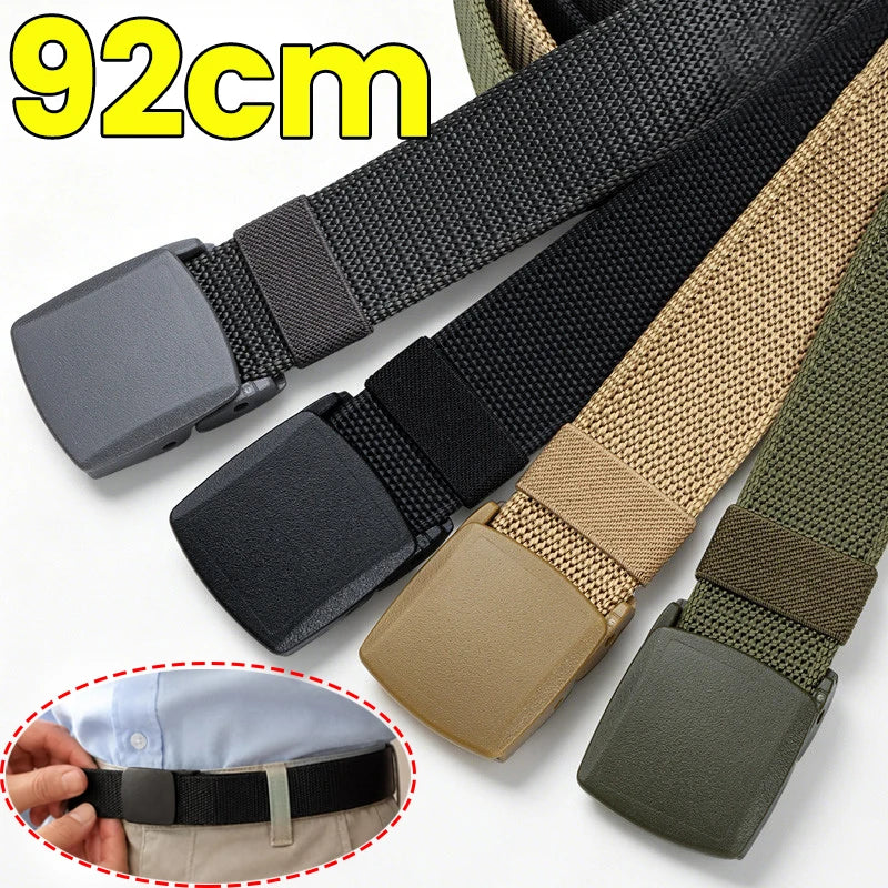 New 92cm Belts for Children Military Unisex Canvas Automatic Buckle Fashion Solid Colors Nylon Outdoor Tactical Canvas Belts